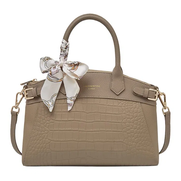 老人头 时尚通勤百搭优雅大气单肩斜挎 牛皮革拼合成革 手提包 常规 女款 黑色/灰色