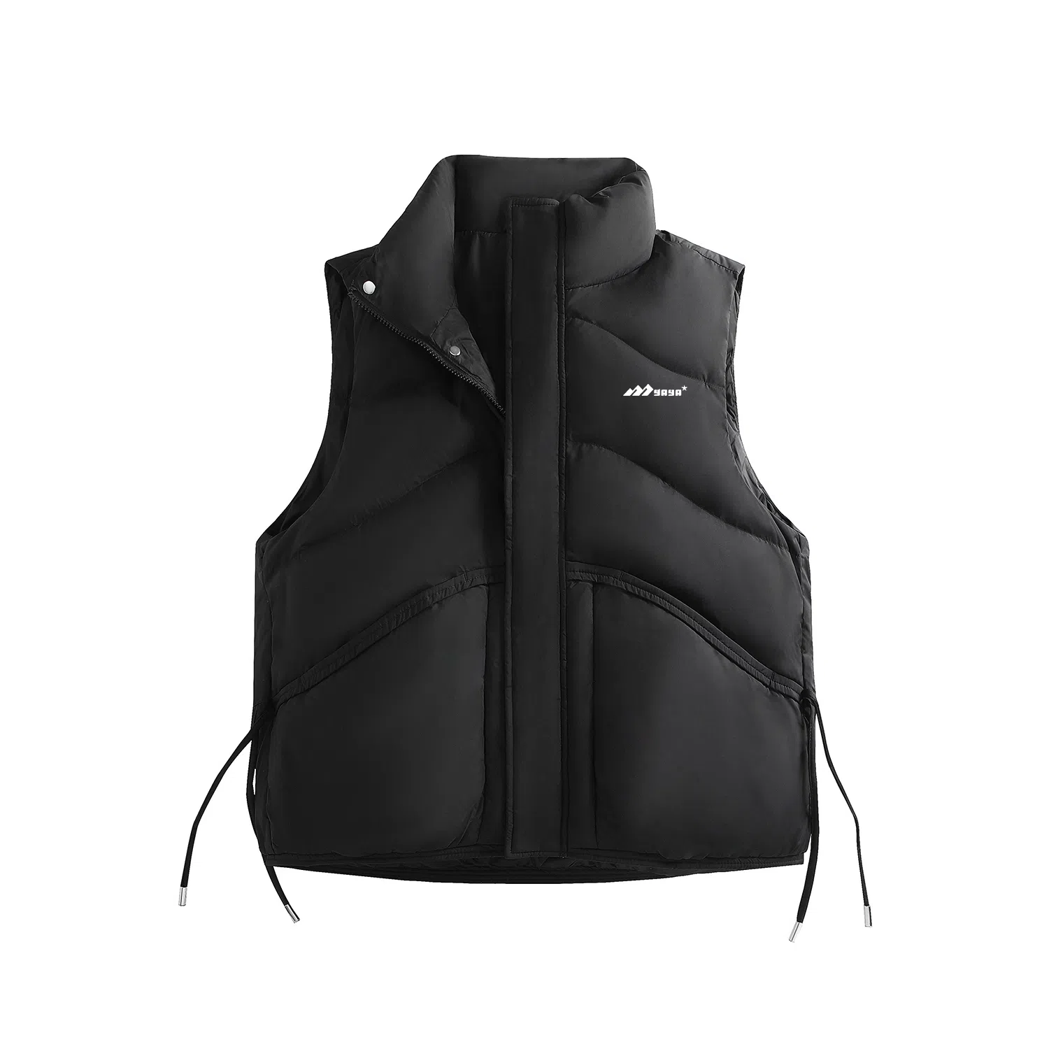 鸭鸭 美式基础款纯色品牌字母慵懒立领拉链防风大口袋厚款户外极寒保暖休闲百搭马甲羽绒服 女款