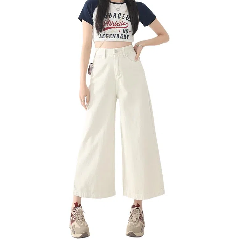 如续 显瘦高腰宽松小个子阔腿裤牛仔裤 女款