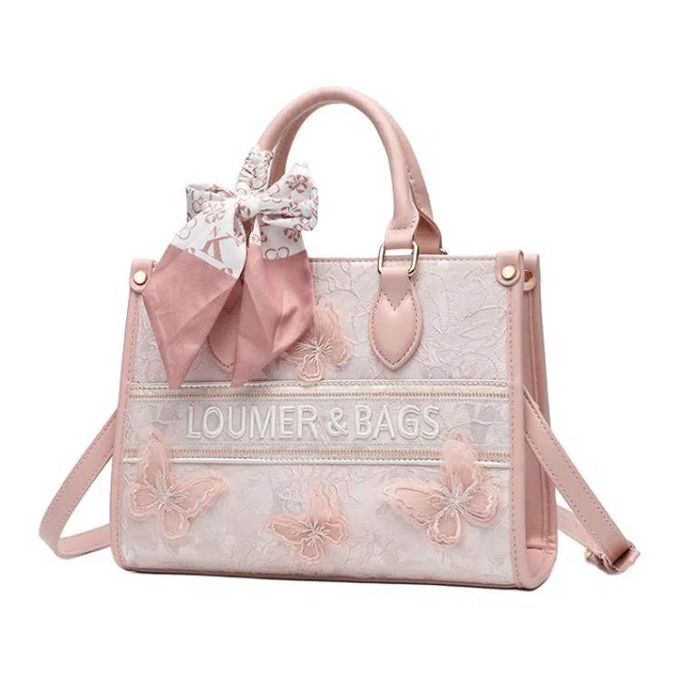 SMILE FOCUS Embroidered PU Tote Bag