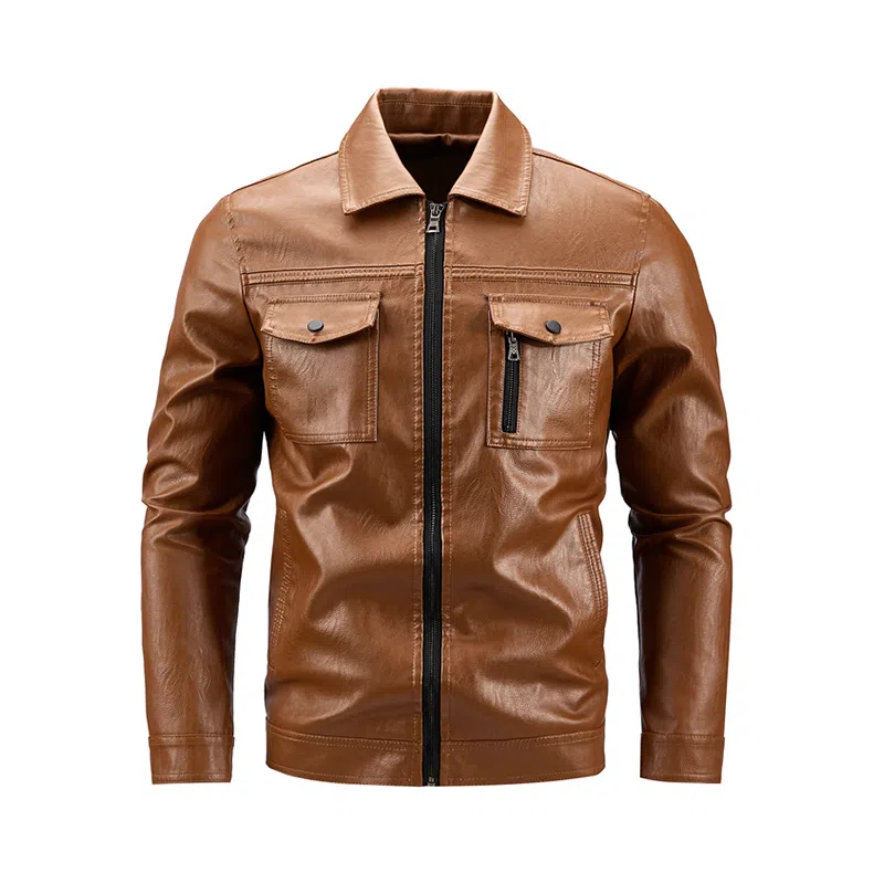 老爷车 男士春秋季翻领轻奢休闲沉稳帅气舒适外套上衣皮衣 男款