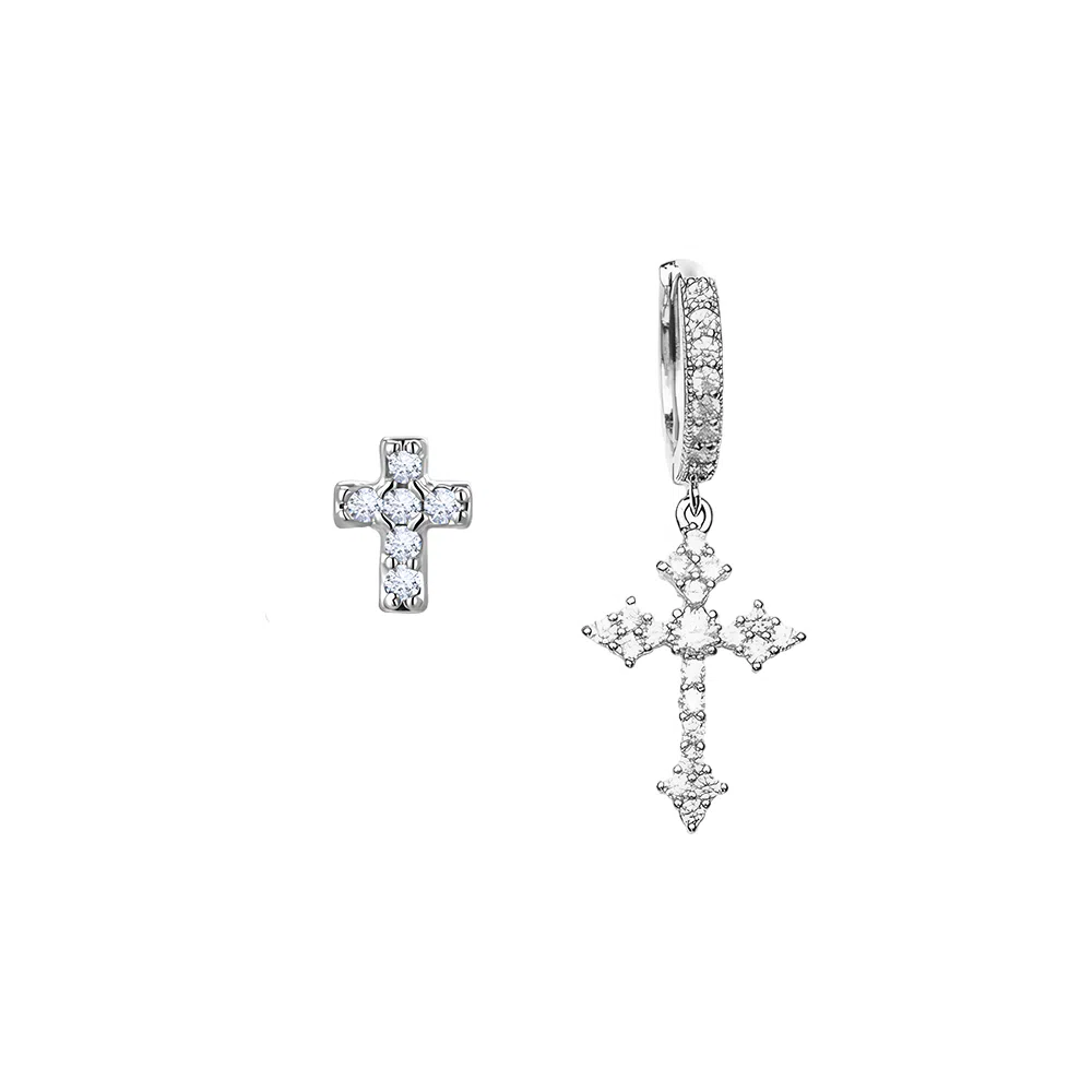 希遇 十字架轻奢高级感耳扣#好运 合金 耳环 男女同款情侣款