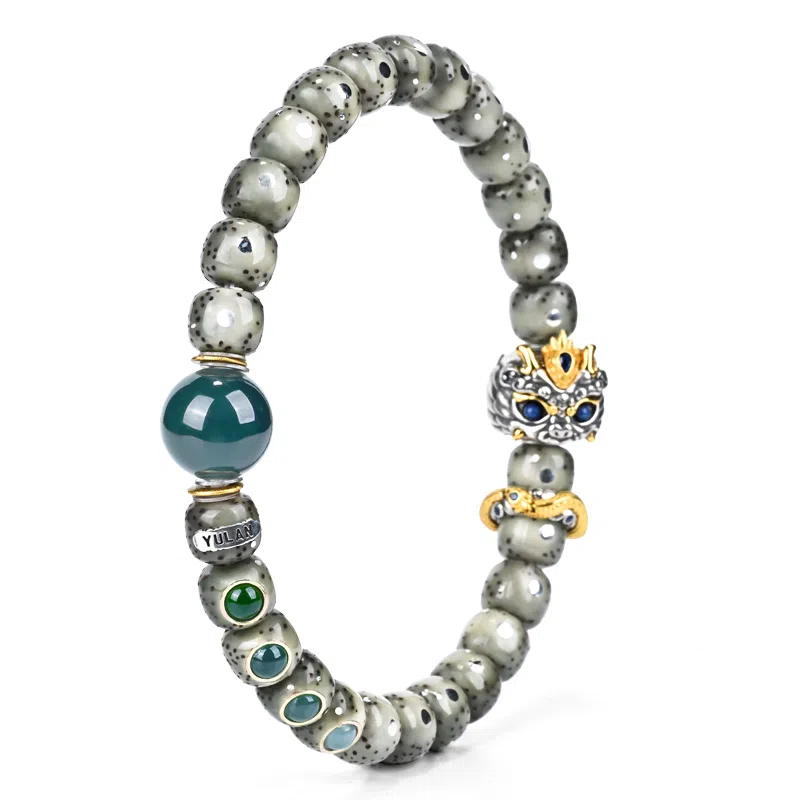 钰澜文玩 「钰翡·玄武」龟蛇银甲镇财库-小冰糖耀月满天星+顶珠#好运 星月菩提 手串 男女同款情侣款