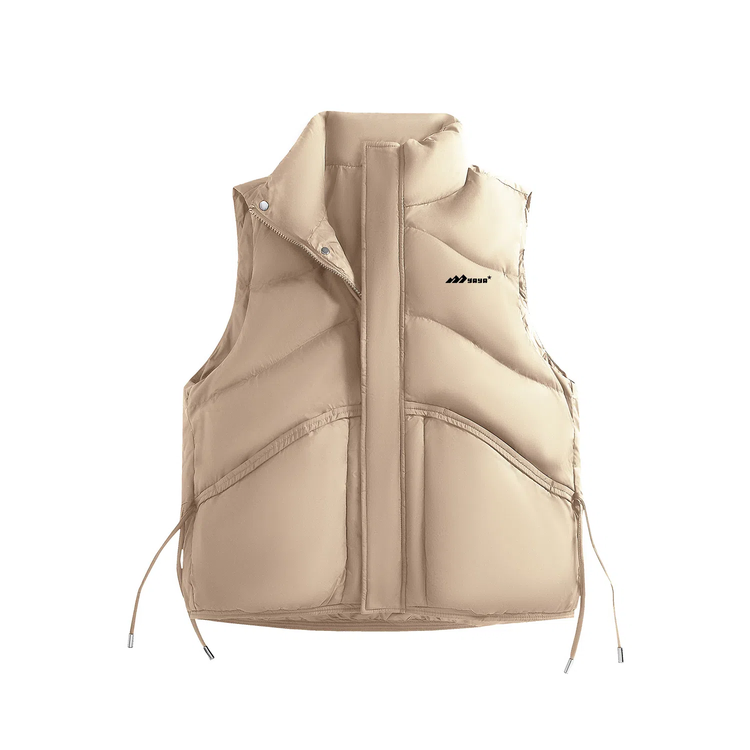 鸭鸭 美式基础款纯色品牌字母慵懒立领拉链防风大口袋厚款户外极寒保暖休闲百搭马甲羽绒服 女款