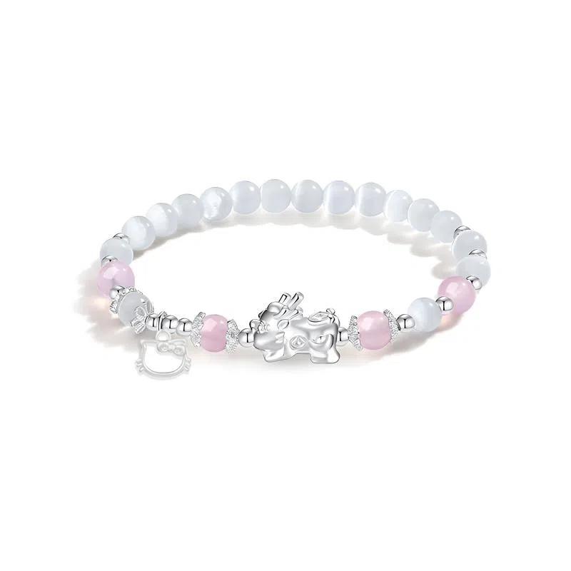 【999足银】 琉堇 招财貔貅八方来财纯银招财猫 财源滚滚吞金兽抓钱转运礼盒装#好运 琉璃 女友七夕限定周年礼盒手串 男女同款情侣款