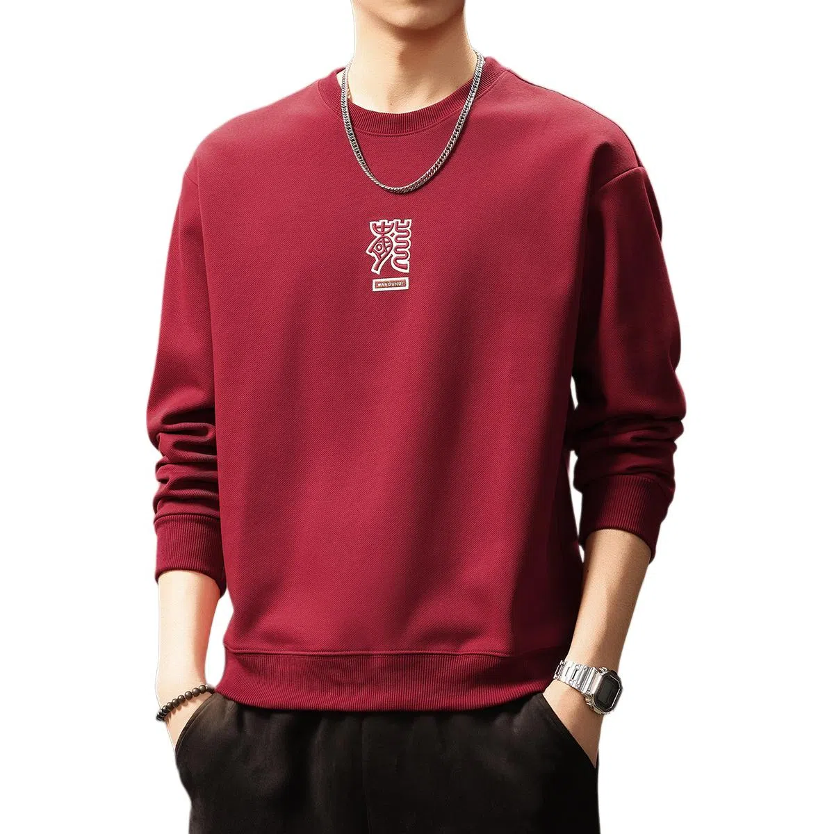 贵色 港风国潮隶书中国龙刺绣潮牌百搭舒适柔软休闲日常出行游玩穿搭长袖卫衣 男女同款