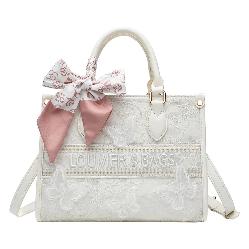 SMILE FOCUS Embroidered PU Tote Bag