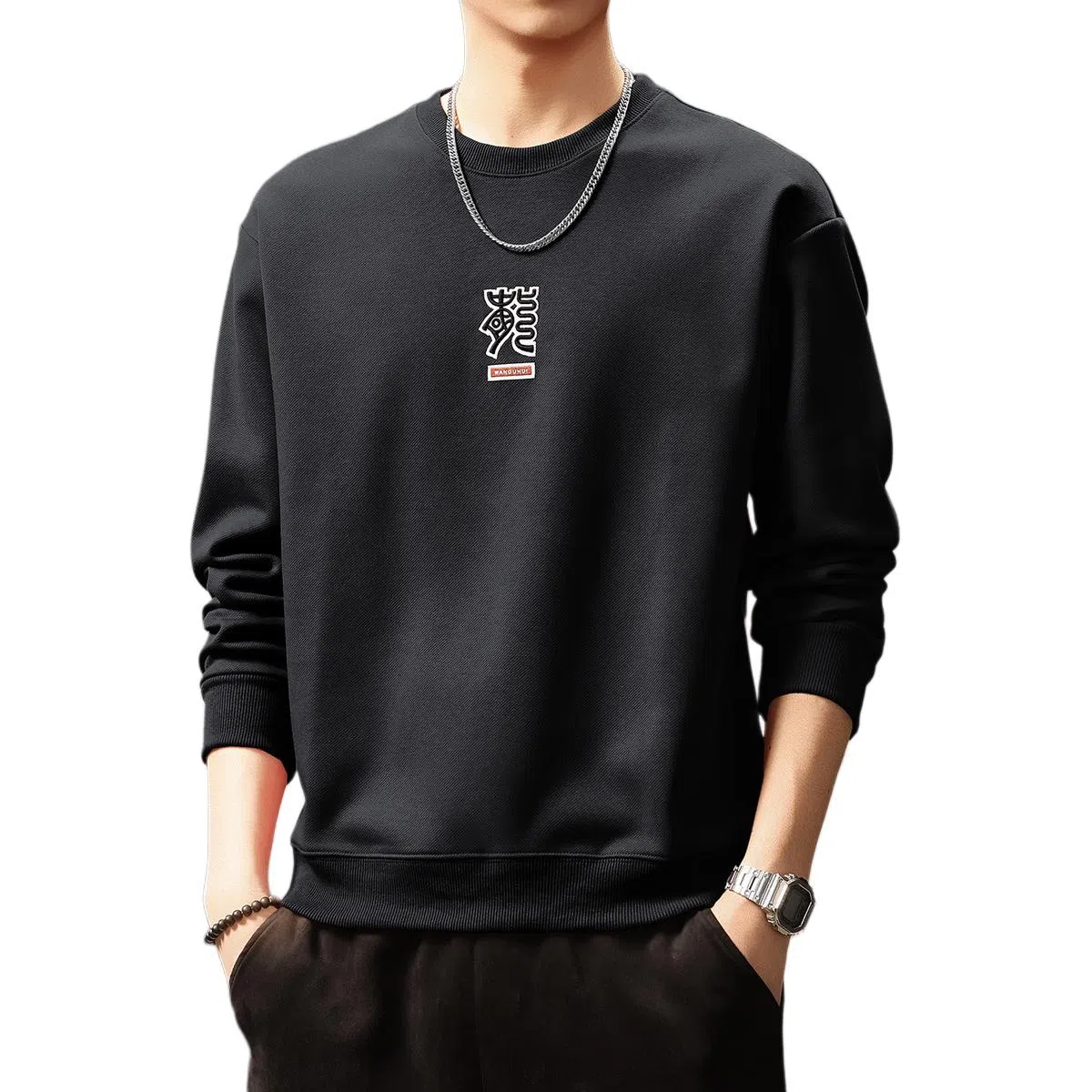 贵色 港风国潮隶书中国龙刺绣潮牌百搭舒适柔软休闲日常出行游玩穿搭长袖卫衣 男女同款