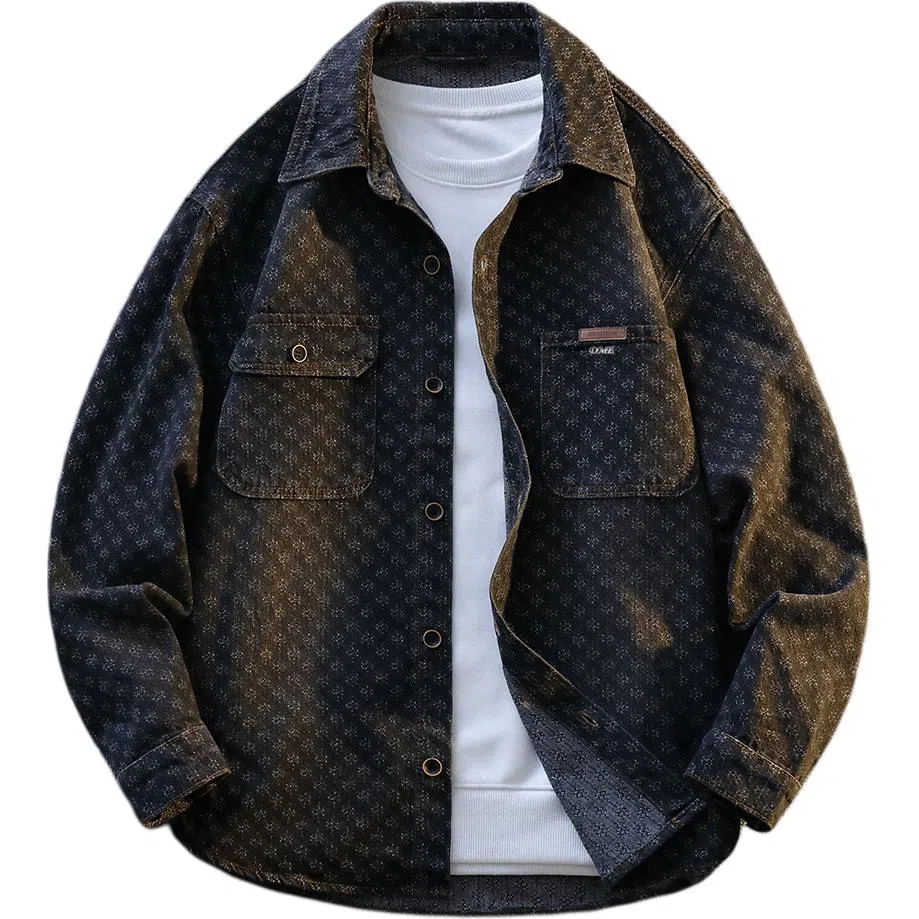 【dme】 美式高街心动帅气男孩外搭开衫上衣春秋回头率高的时尚翻领夹克时髦洋气牛仔外套 男女同款