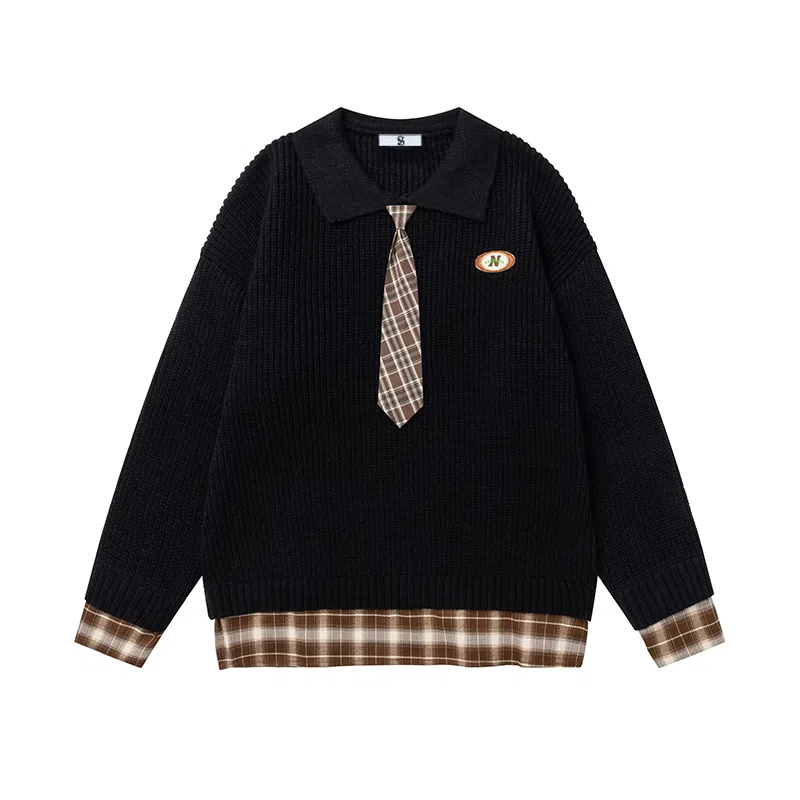 SY Plaid Patchwork Sweater