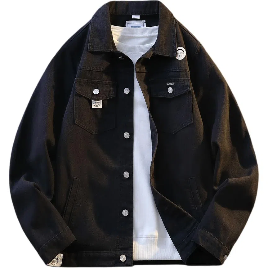 【dme】 美式经典复古潮牌上衣春秋时尚潮流大气长袖夹克宽松百搭多口袋牛仔外套 男女同款