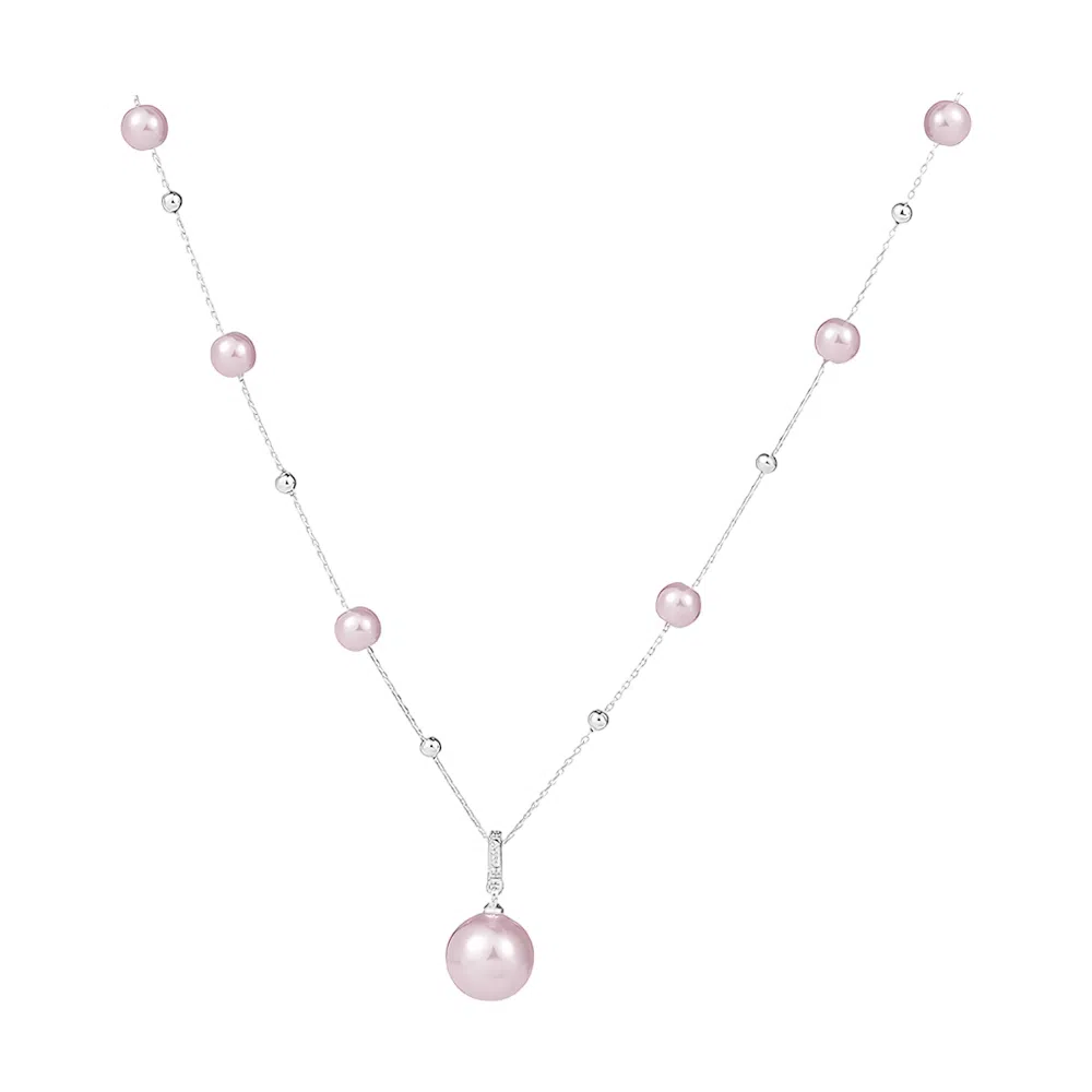 希遇 银色满天星蝴蝶结珍珠 轻奢小众颈链夏天温柔配饰品#好运 合金 项链 男女同款情侣款