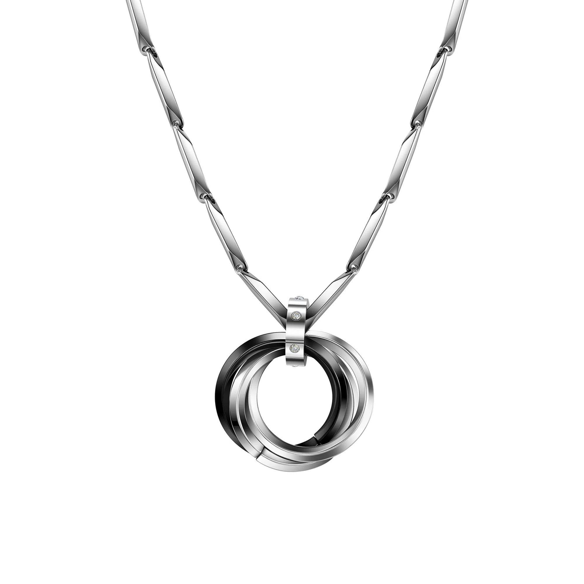 匹克 交织三环 钛钢 项链 男女同款情侣款