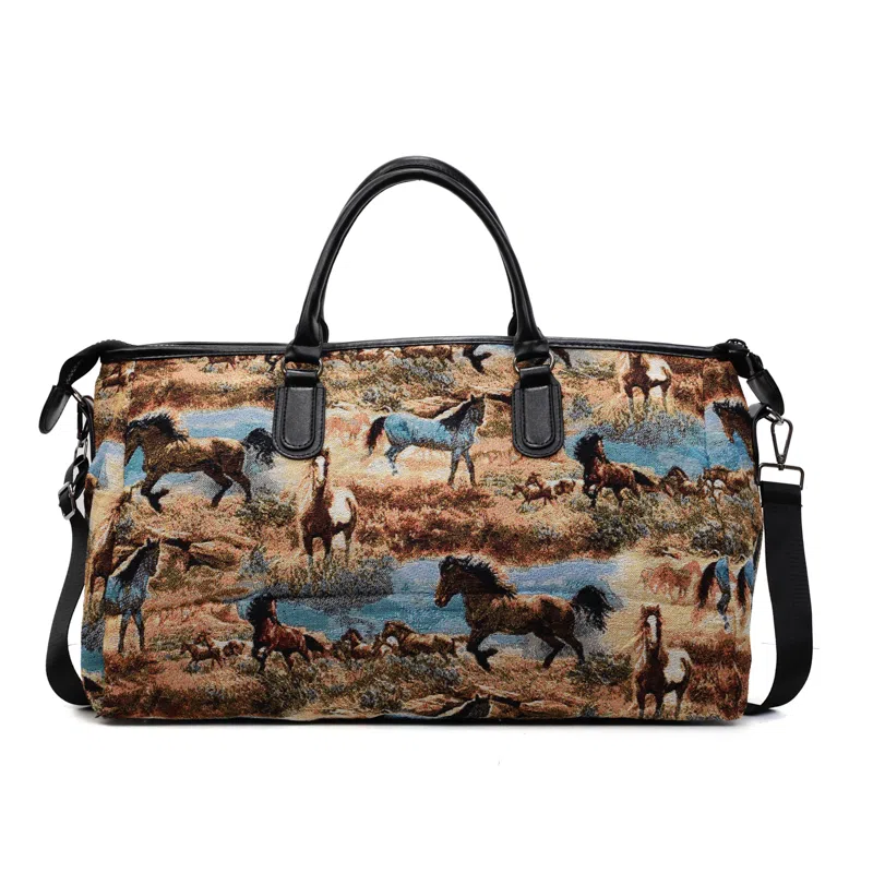 醇龙 时尚印花简约轻便大容量 尼龙 旅行包 男女同款情侣款 多色