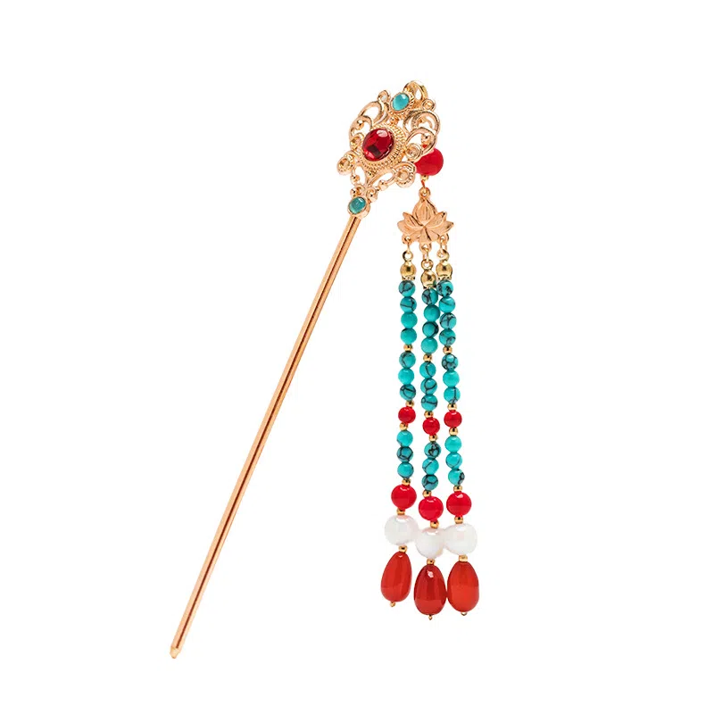 聆听花开 古风新中式个性精致气质大气优雅汉服旗袍古装高级感轻奢盘发步摇流苏复古宫廷 合金 发簪 女款