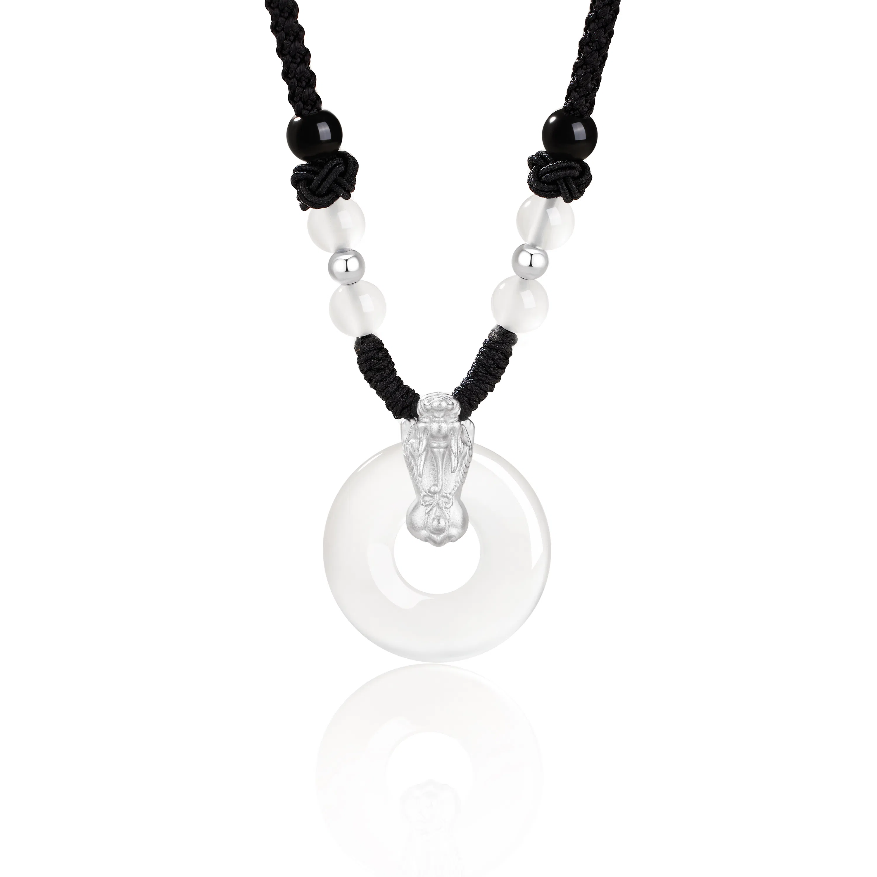 【足银999|招财貔貅】 珍·尚银 中国黄金 新中式八方来财转运珠平安扣吊坠 轻奢小众百搭高级感#好运 礼盒装生日 玉髓 项链 男女同款情侣款