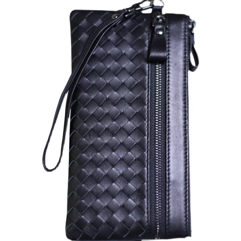 VIHUS Woven Long Leather Wallet Black