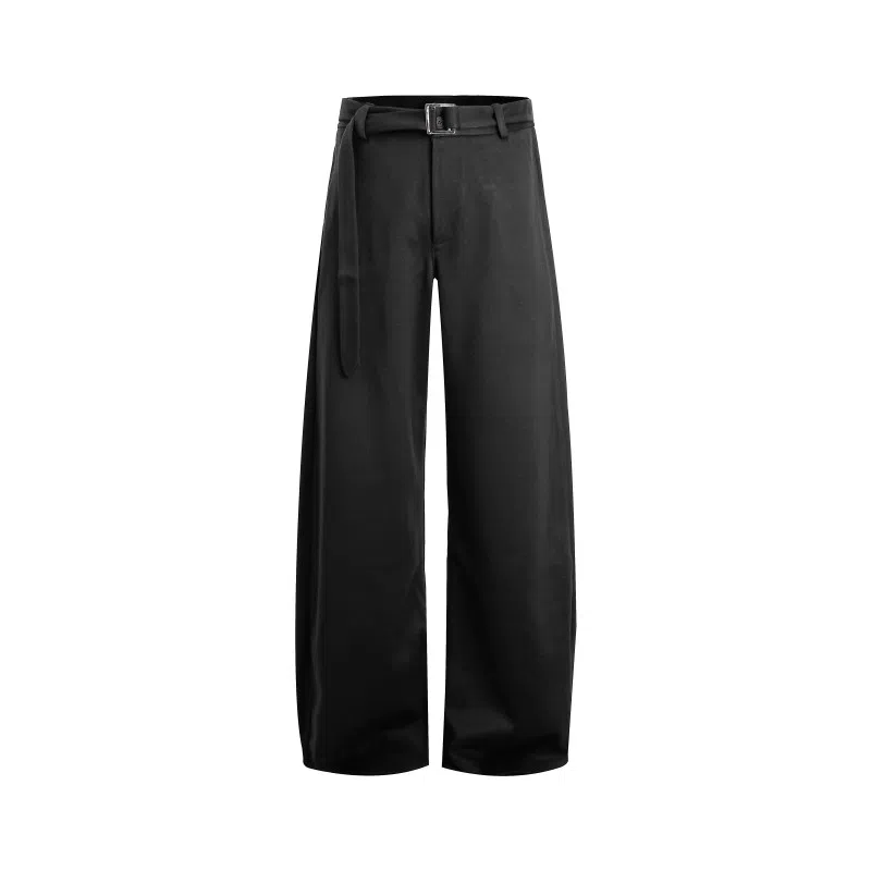 【显高显瘦赠腰带】布客行 美式复古高街潮牌弯刀阔腿轻奢老钱风回潮纯色百搭长裤子宽松舒适高级慵懒垂感长休闲裤 男女同款