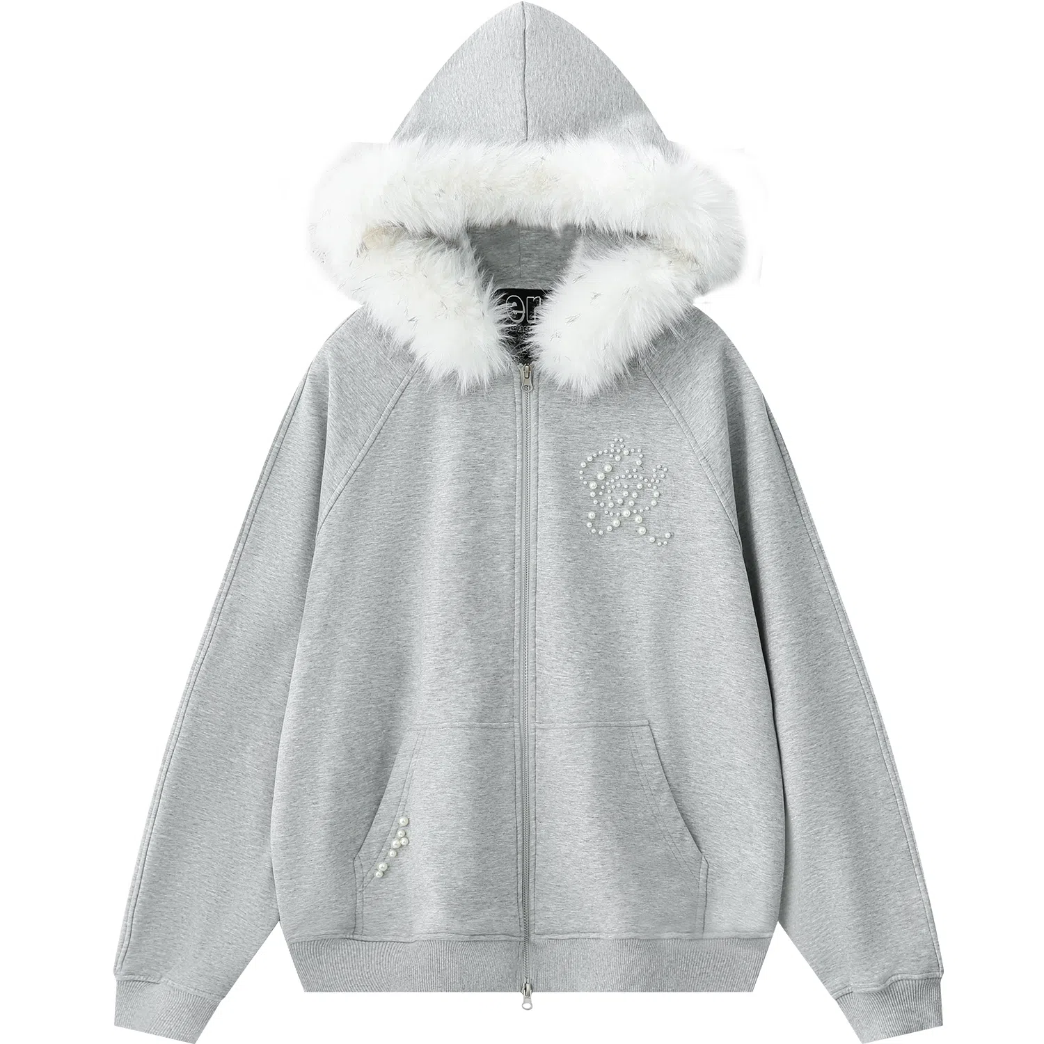 ER Minimalist Pearl Decor Hoodie Jacket