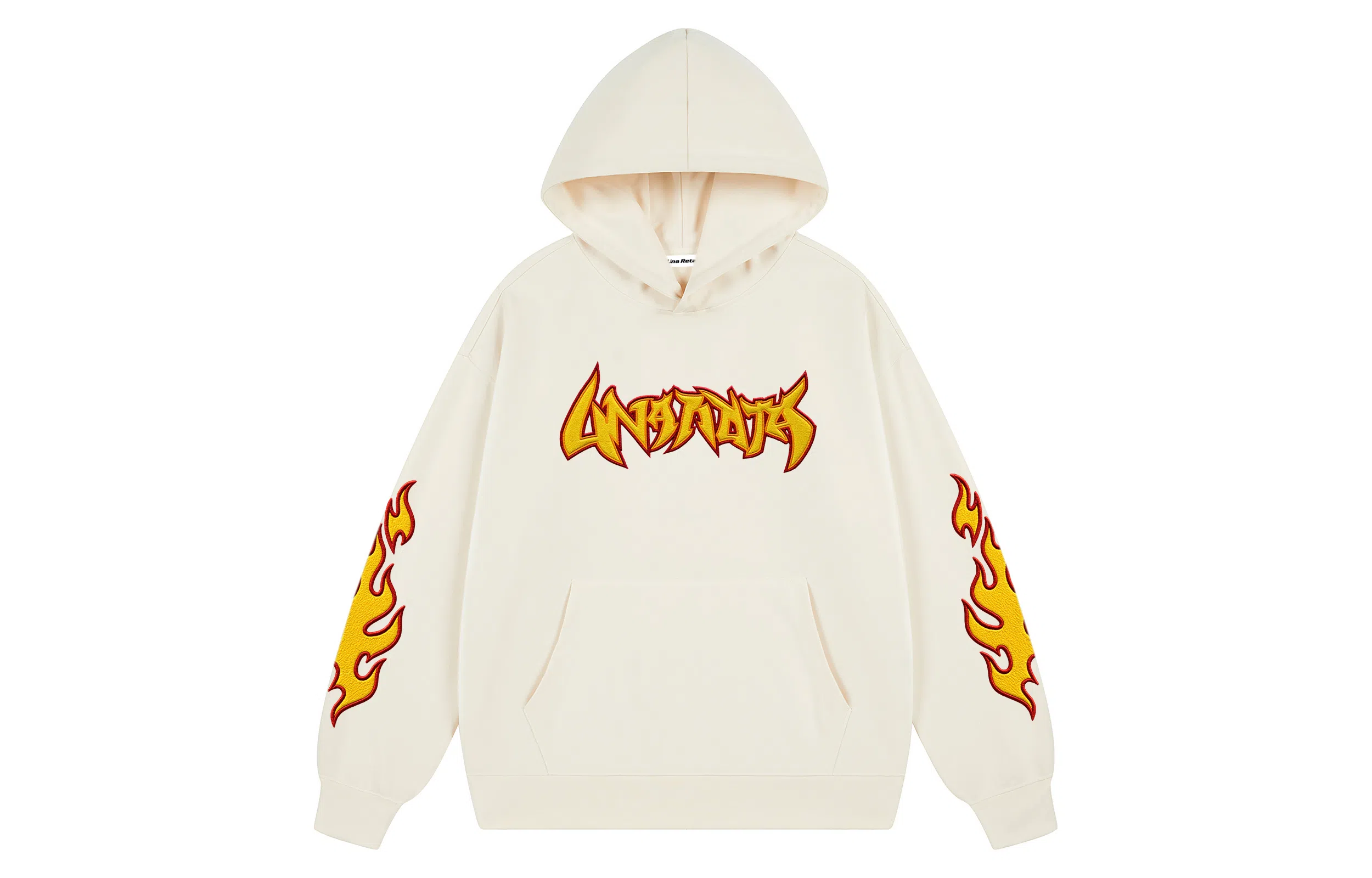 UNA RETA Flame Letter Hoodie Vintage