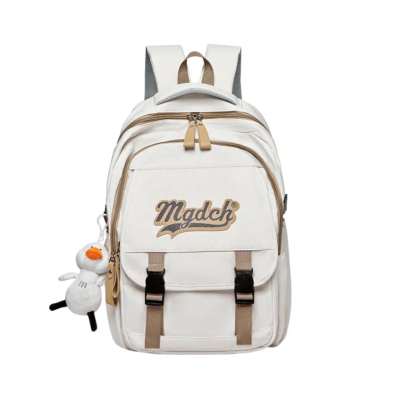 纳兰杜 大容量双肩包初中高中休闲女学生时尚简约百搭背包 织物 书包旅行电脑包 大号 女款 红色/黑色/白色