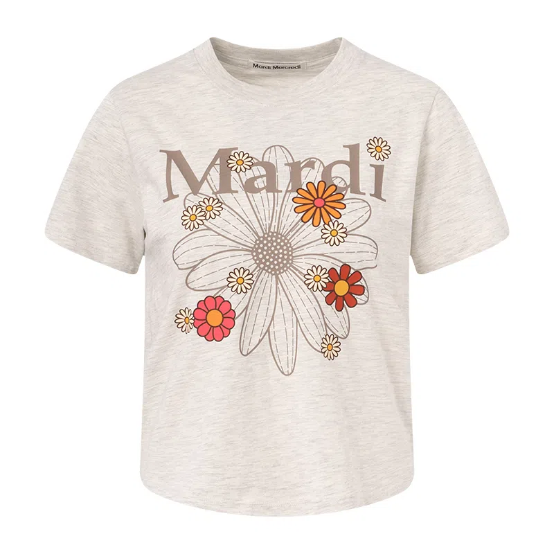 MARDI MERCREDI SS25 SLIM TSHIRT FLOWERMARDI BLOSSOM_OATMEAL T