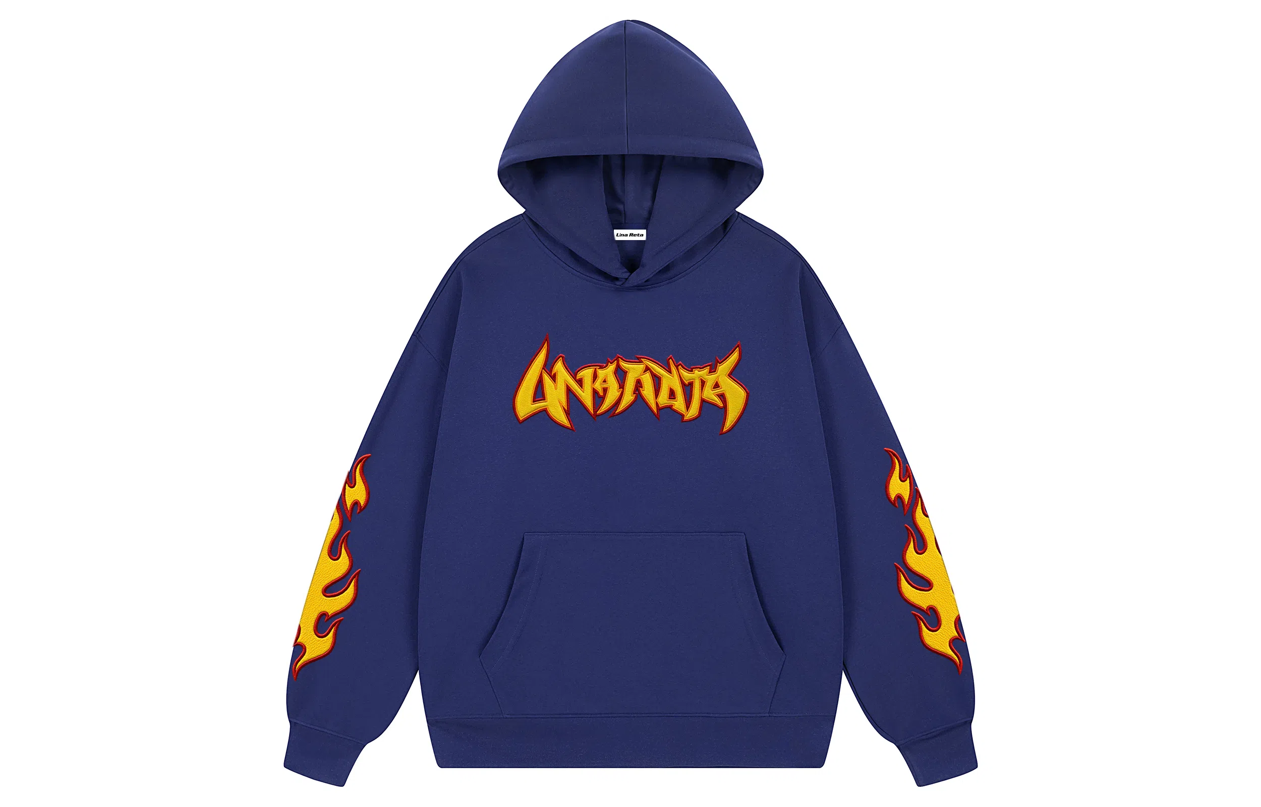 UNA RETA Flame Letter Hoodie Vintage
