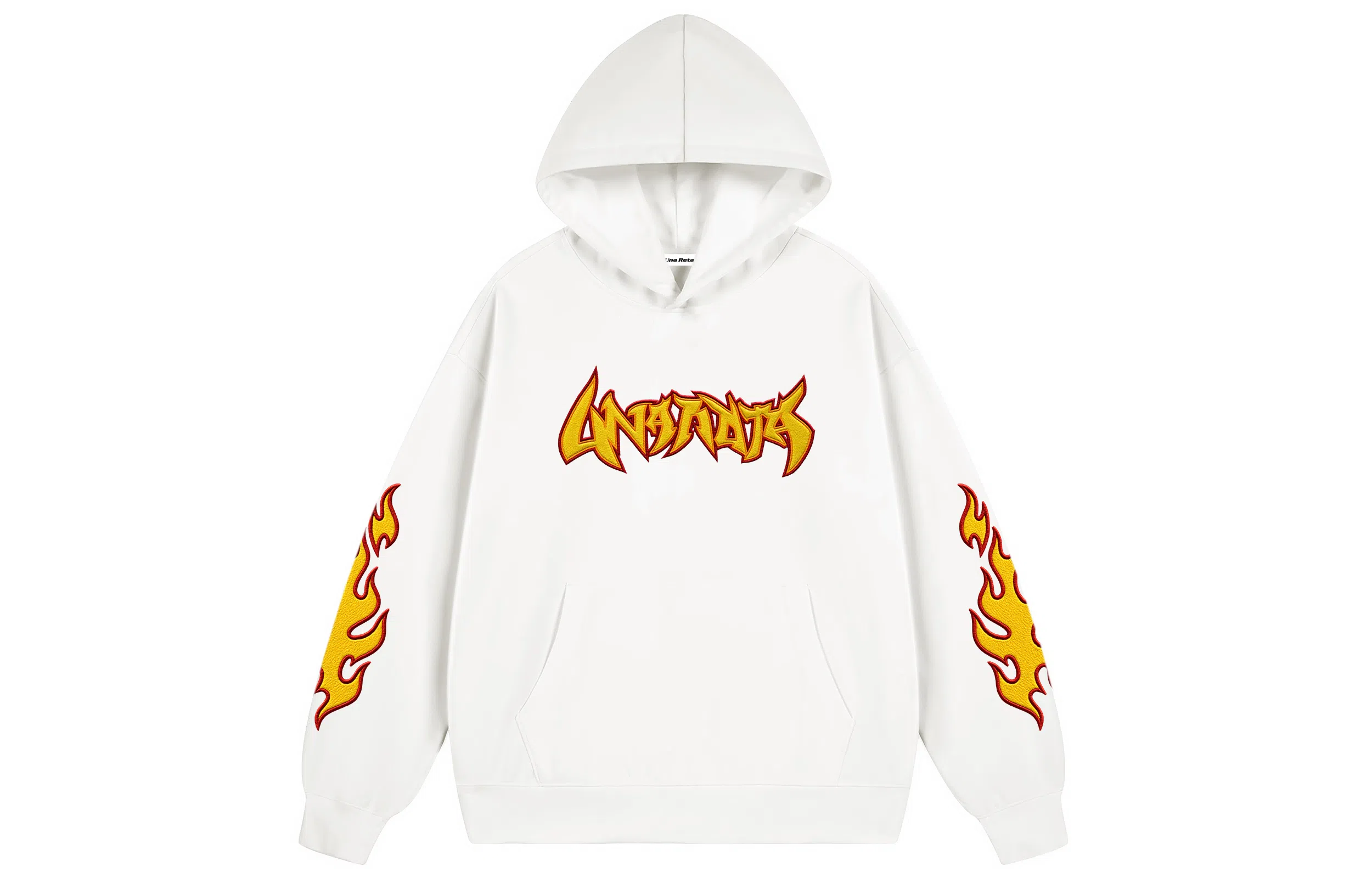 UNA RETA Flame Letter Hoodie Vintage