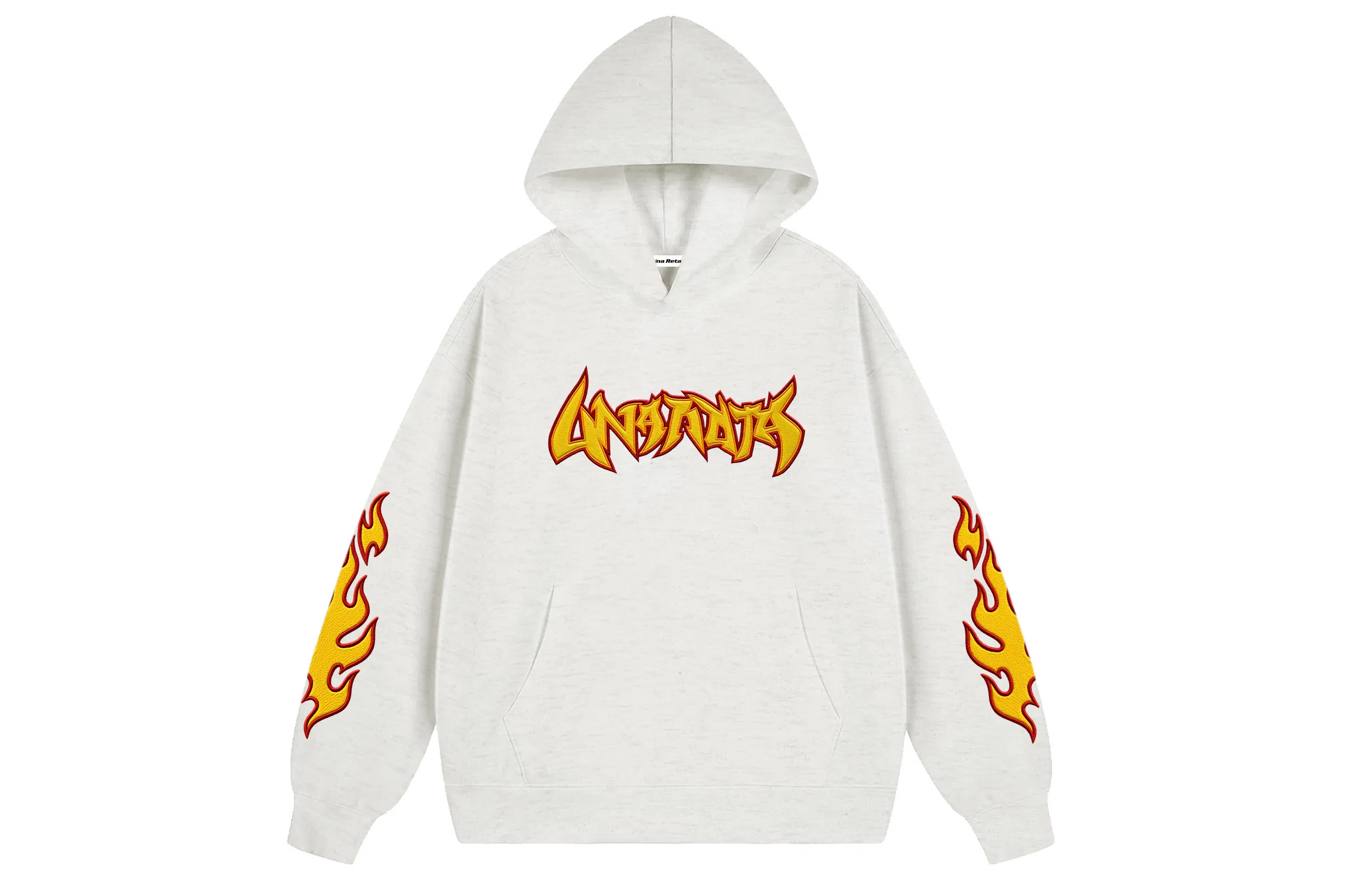 UNA RETA Flame Letter Hoodie Vintage