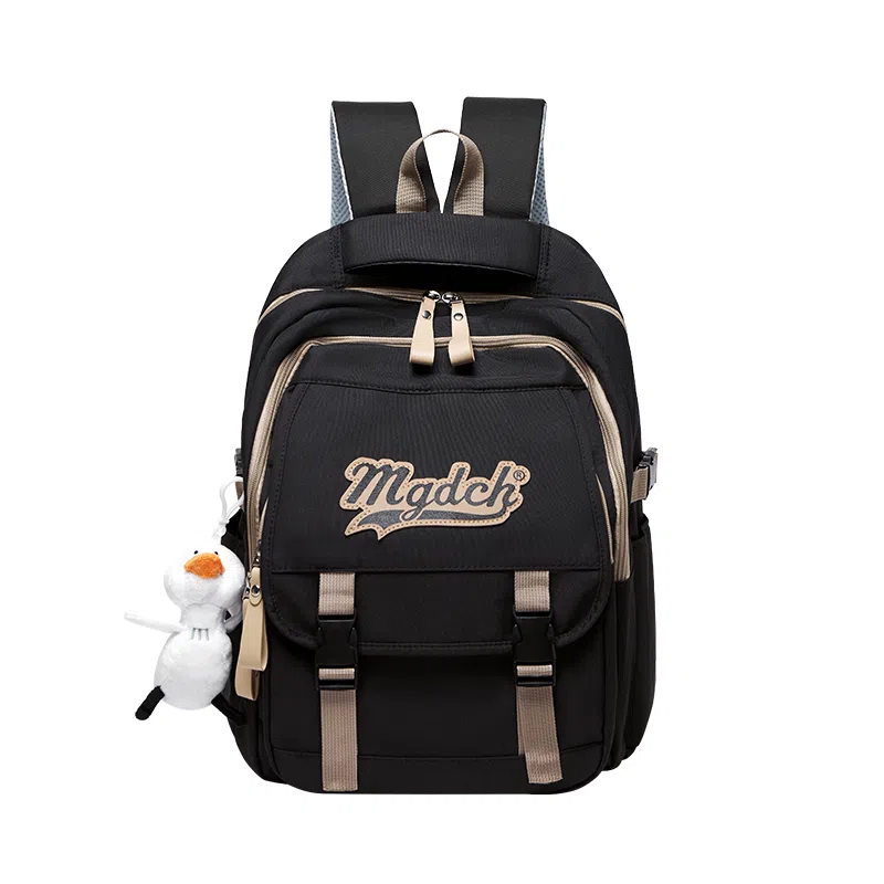 纳兰杜 大容量双肩包初中高中休闲女学生时尚简约百搭背包 织物 书包旅行电脑包 大号 女款 红色/黑色/白色