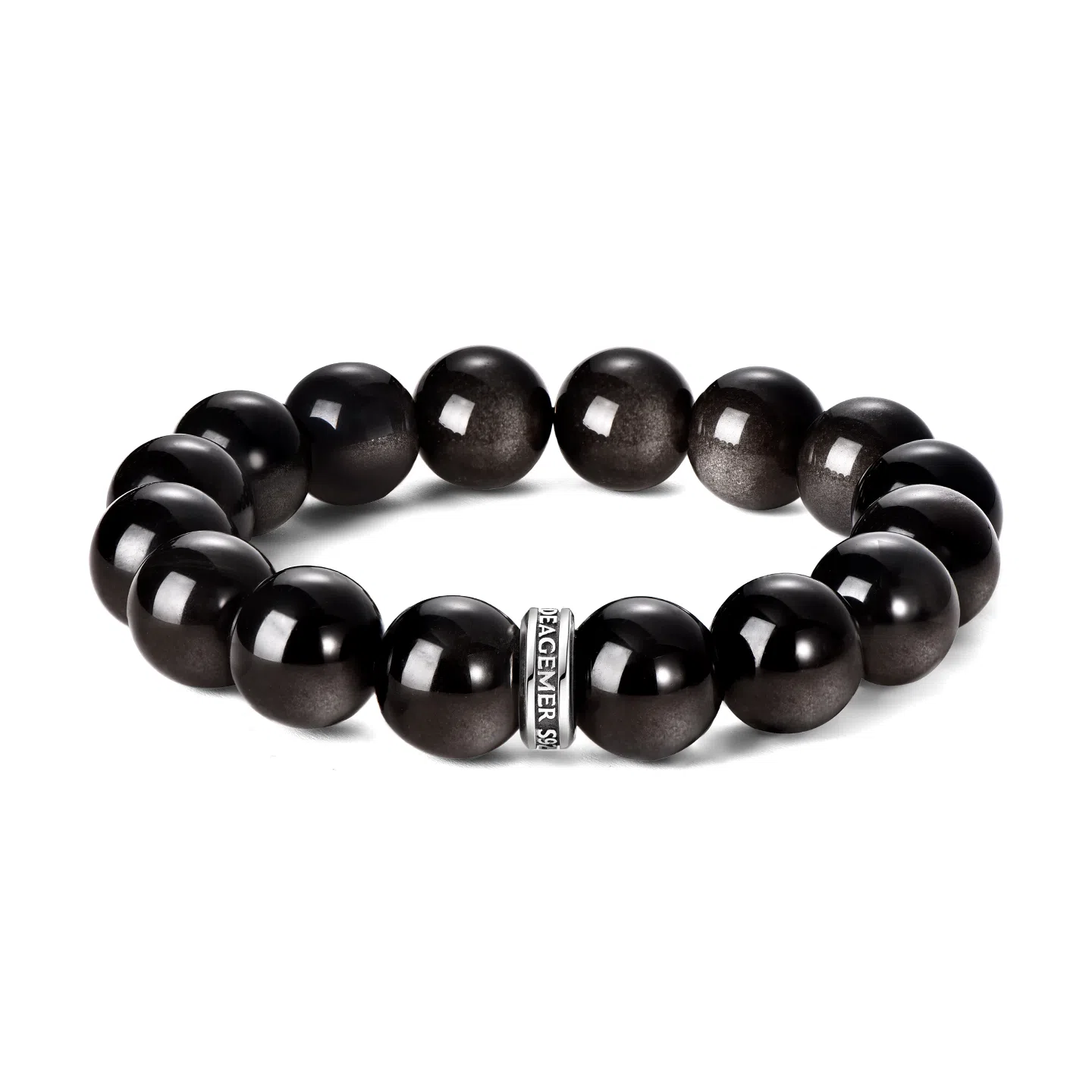 IDEAGEMER Energy Beads Bracelet Black Obsidian