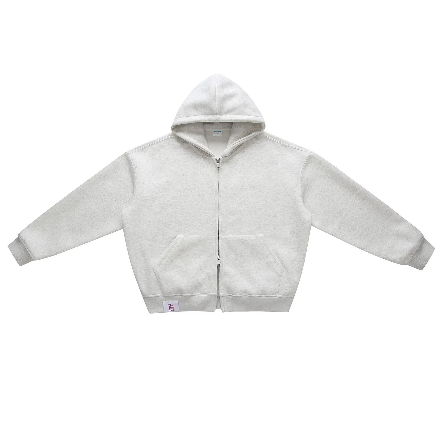 【dme】 日式简约复古休闲宽松重磅港风运动日常户外拉链连帽潮牌口袋百搭纯色长袖上衣秋季情侣外套卫衣 男女同款