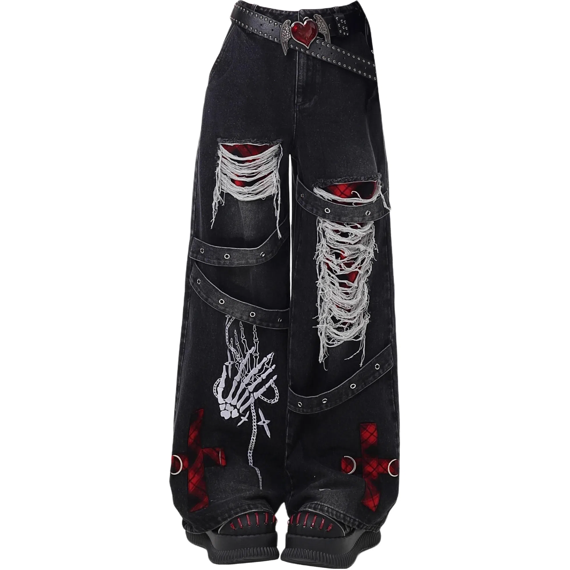 识恩 适中宽松阔腿高腰牛仔裤 女款