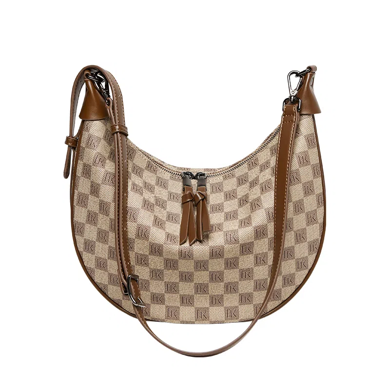 纳兰杜 复古印花高级感老花腋下包时尚简约通勤百搭 合成革 饺子包单肩斜挎包 常规 女款 卡其色