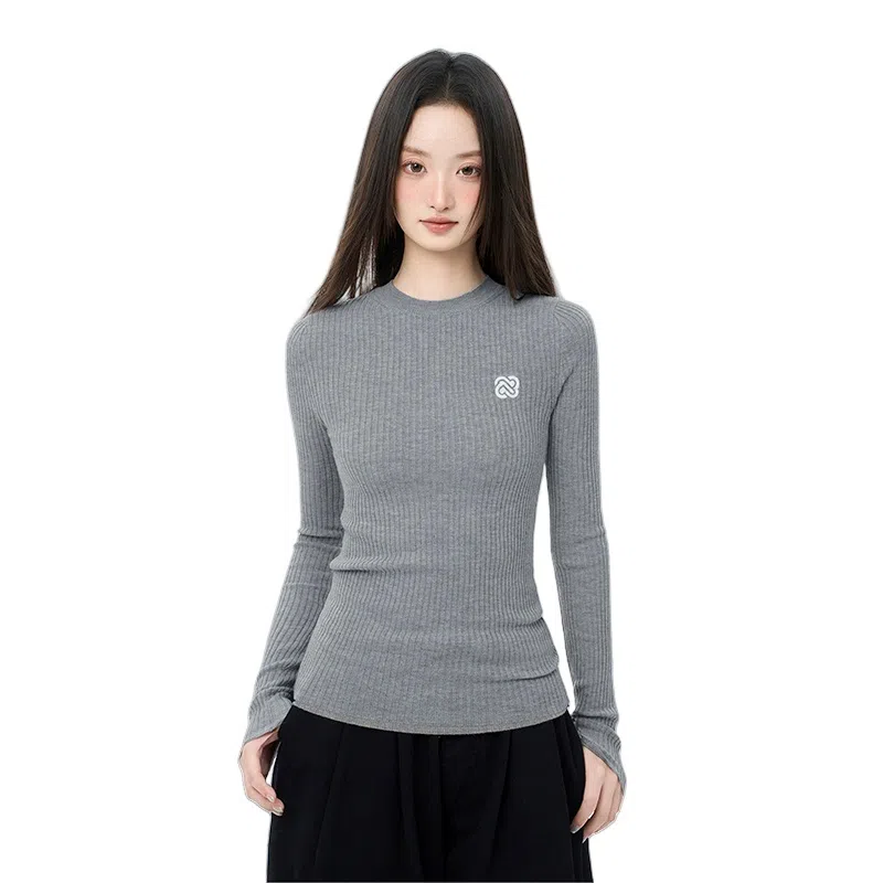 柏黛妃 正肩长袖针织衫修身 女款