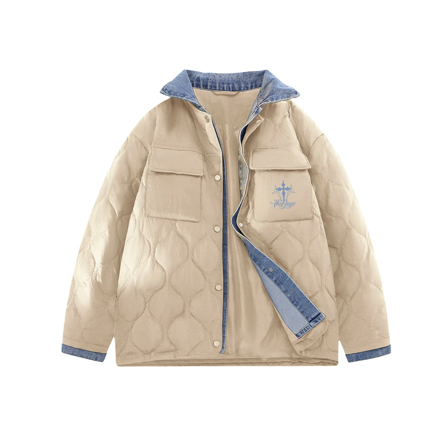 鸭鸭 字母宽松翻领长袖羽绒服 女款