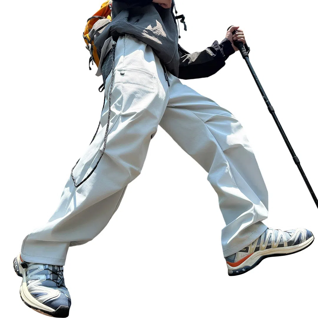 顶峰保罗 美式高街防风防水软壳机能风直筒裤无性别主义户外登山骑行山系伞兵工装褶皱运动阔腿长裤显高显瘦宽松百搭垂感休闲裤 男女同款