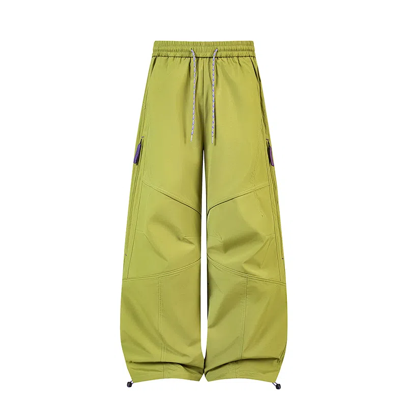 【dme】 美式简约运动裤春秋潮牌松紧抽绳多口袋解构纯色户外登山裤宽松情侣百搭舒适直筒工装长裤子休闲裤 男女同款