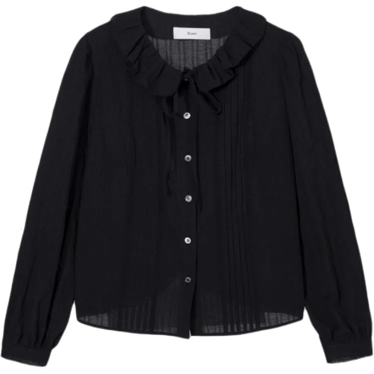 Dunst EXCLUSIVE VINTAGE RUFFLE BLOUSE BLACK