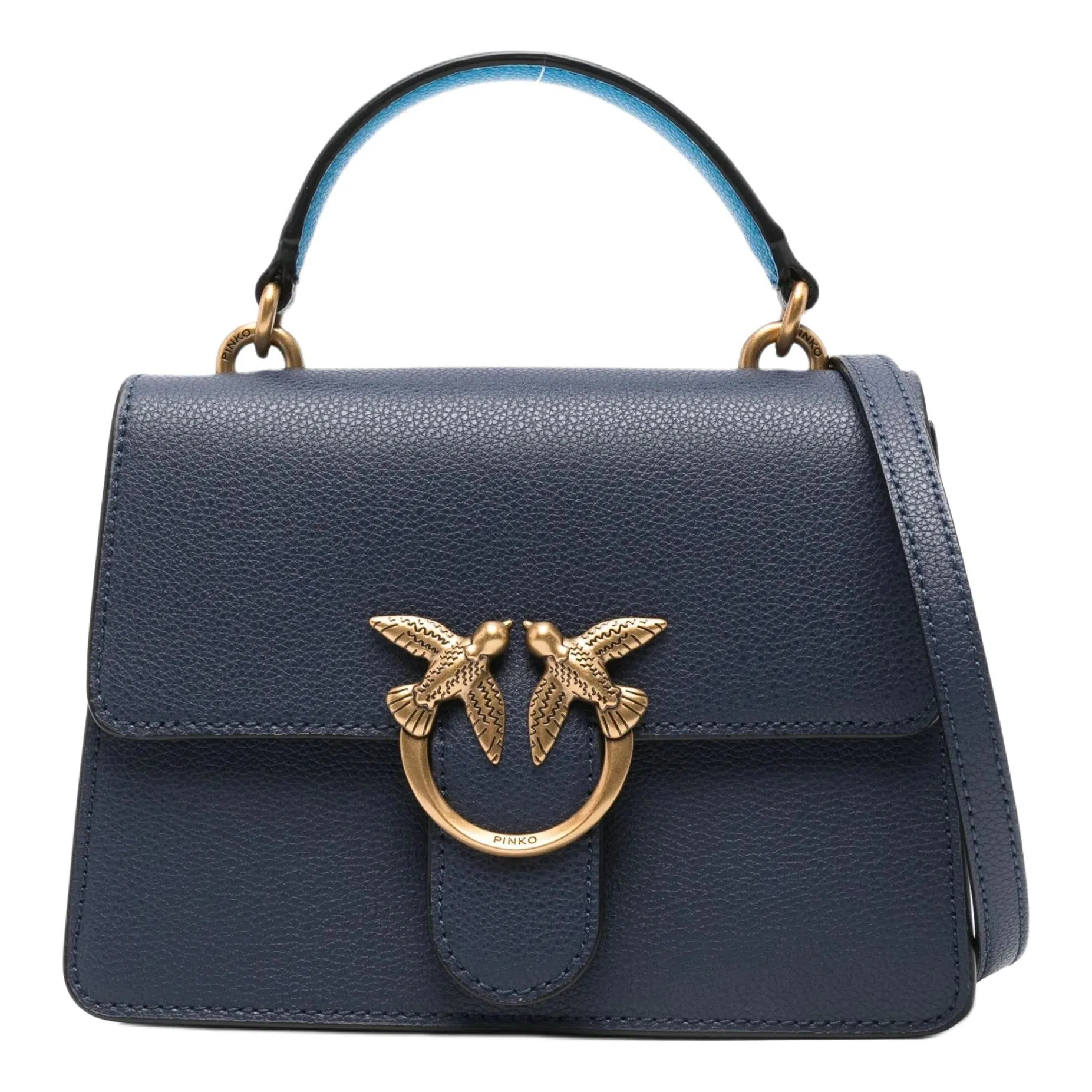 PINKO Mini Leather Shoulder Bag Blue