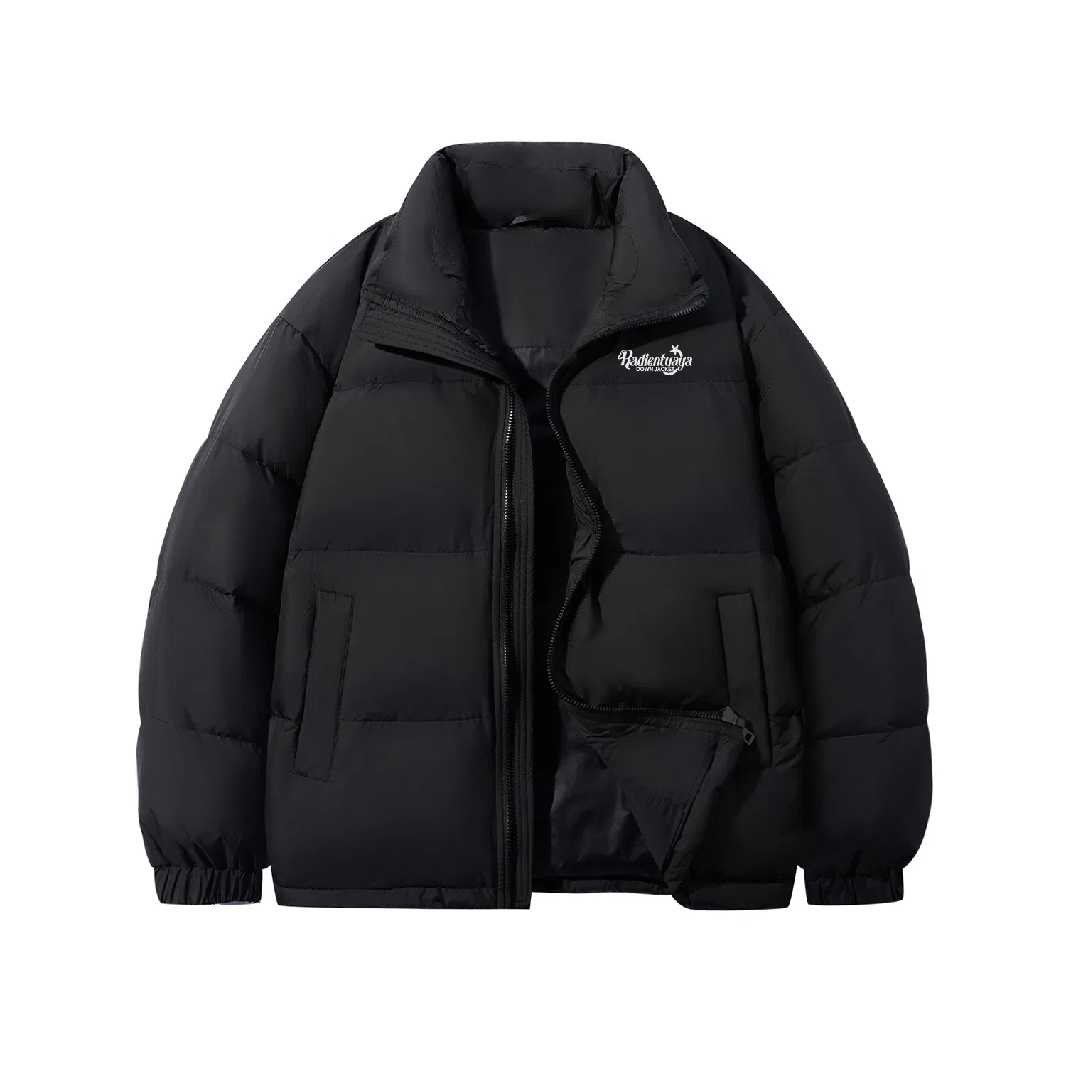 鸭鸭 经典暖冬系列 简约字母印花设计感青少年基础款插色套头学生党好物防寒保暖显瘦显高旅游拉链立领羽绒服 男女同款