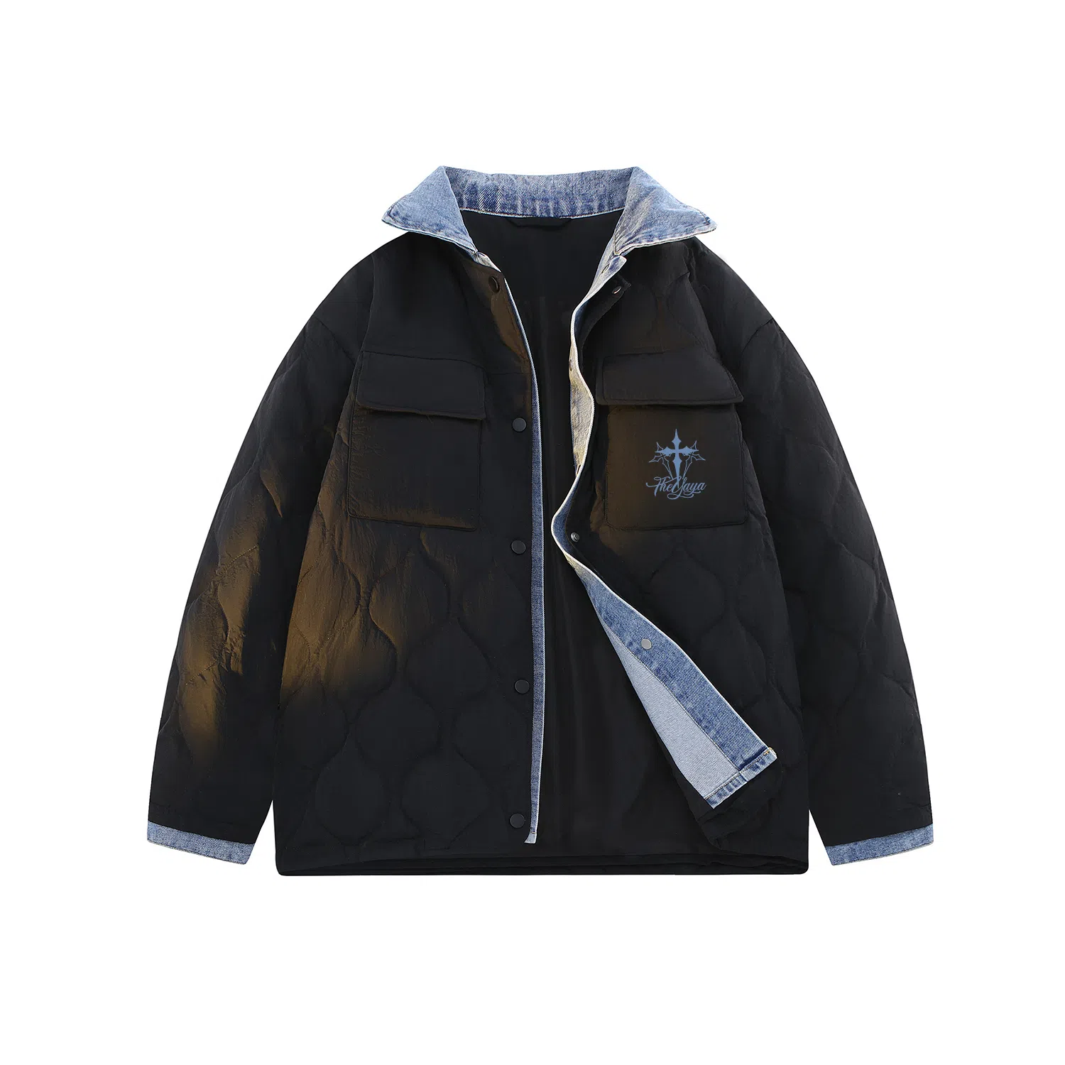 鸭鸭 字母宽松翻领长袖羽绒服 女款