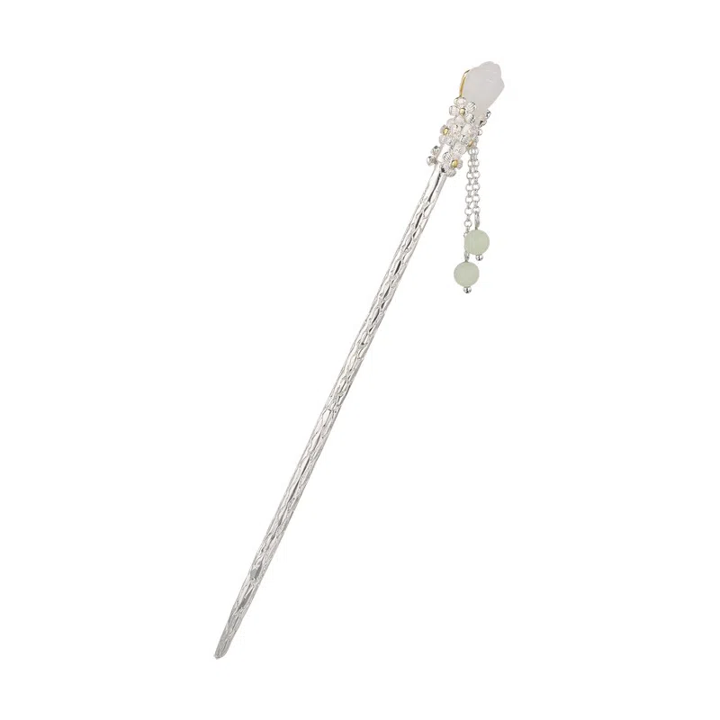 聆听花开 新中式玉兰花流苏簪子高级感步摇发钗古风饰品 铜镀银 发簪 女款