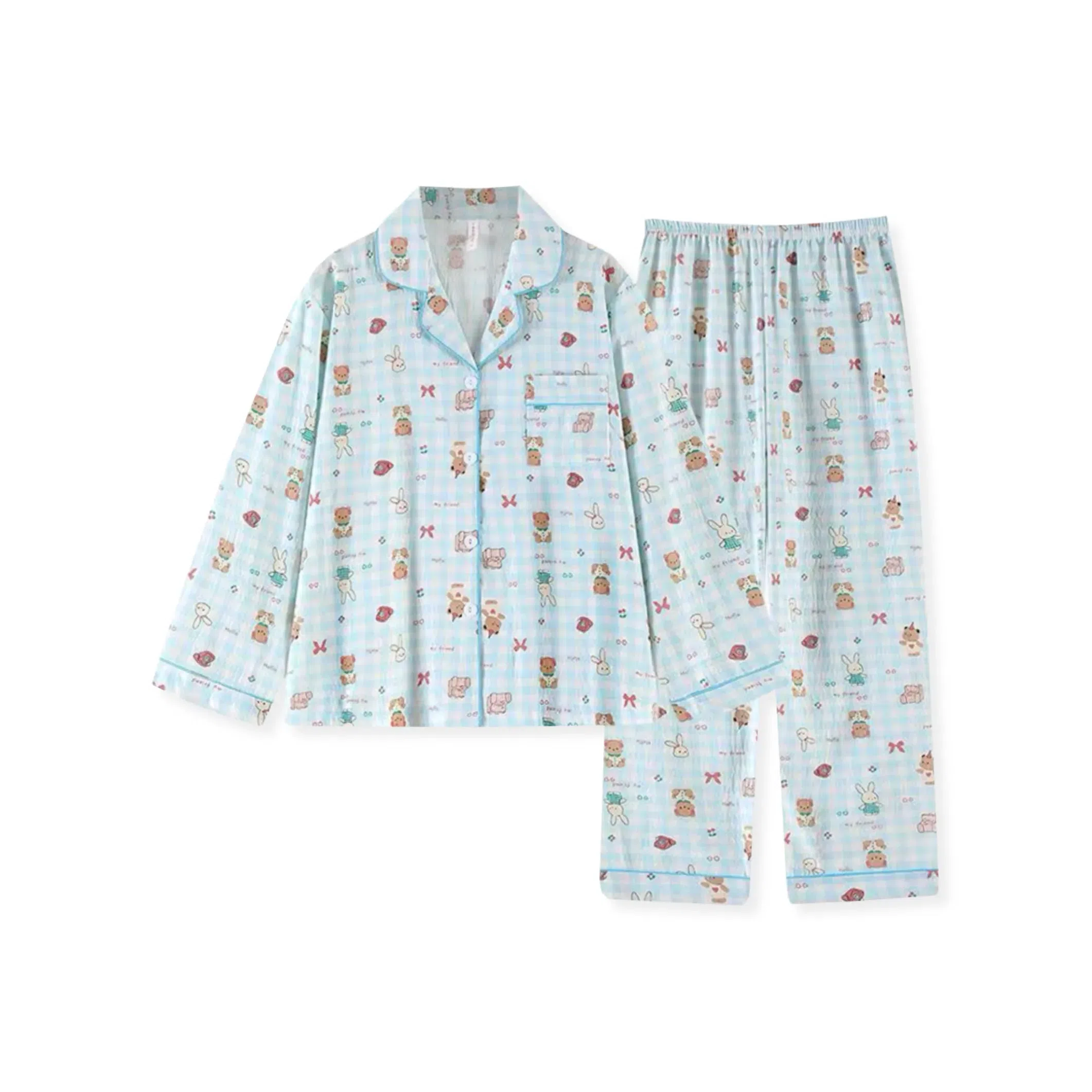 静英鸾 甜美可爱卡通图案简约舒适可外穿家居服睡衣套装 女款