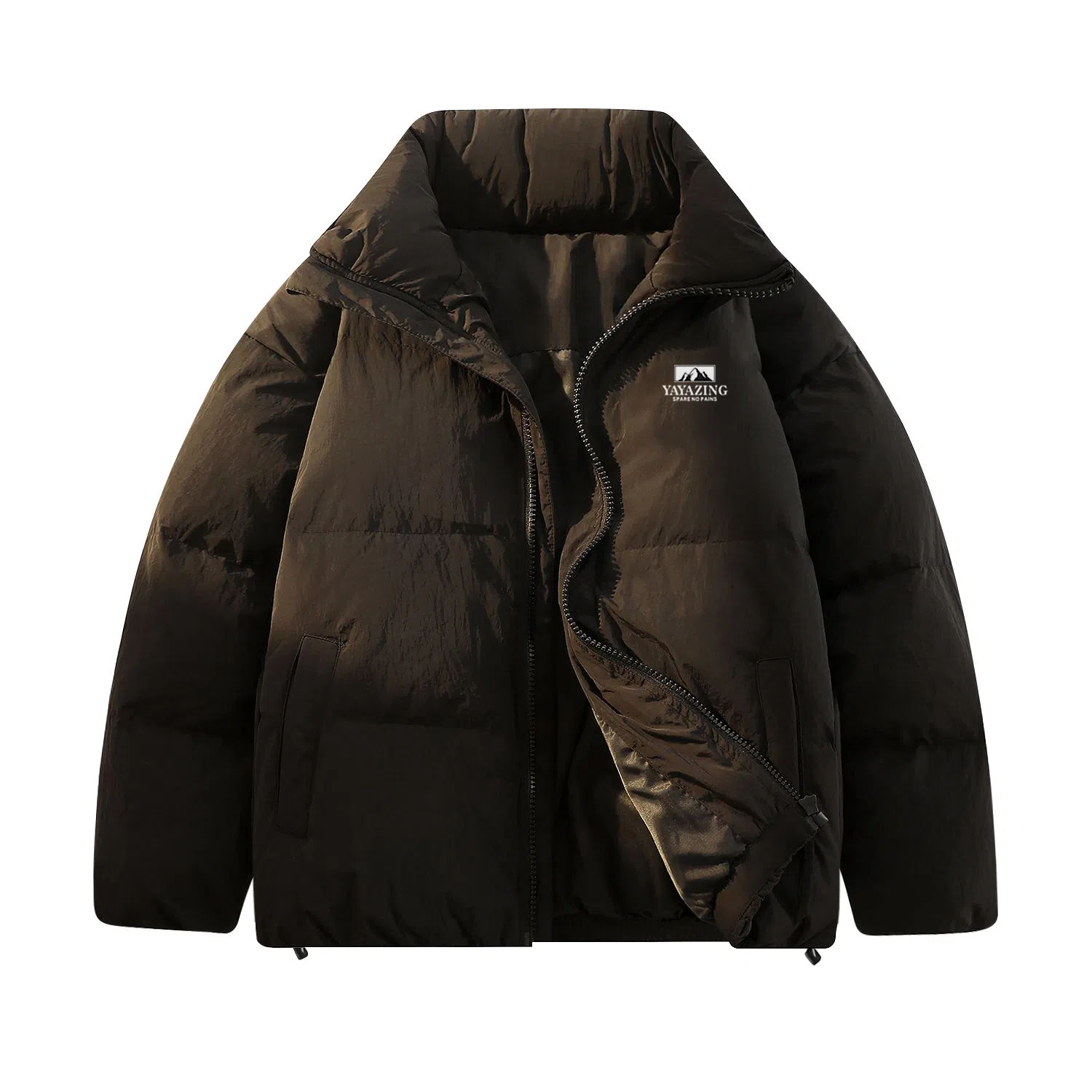 鸭鸭 经典暖冬系列 简约字母印花设计感青少年基础款立领拉链纯色套头学生党好物宽松休闲百搭 防寒保暖显瘦羽绒服 男女同款