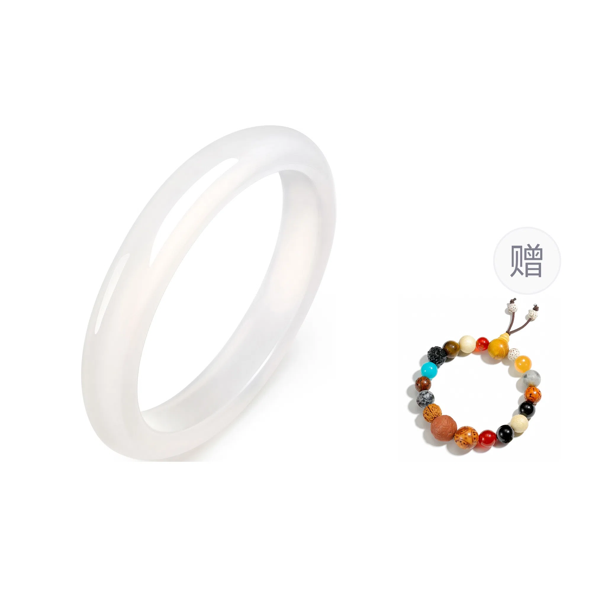 中国黄金 珍·尚银 白月光荔枝冻 国潮小众 新中式古色古香显白水润玉镯饰 清透淡雅 玉髓  女生 手镯 女款 礼盒