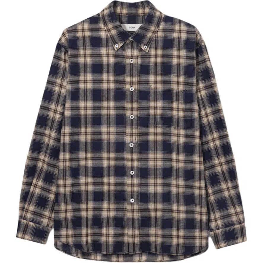 Dunst UNISEX CHECK FLANNEL SHIRT NAVY