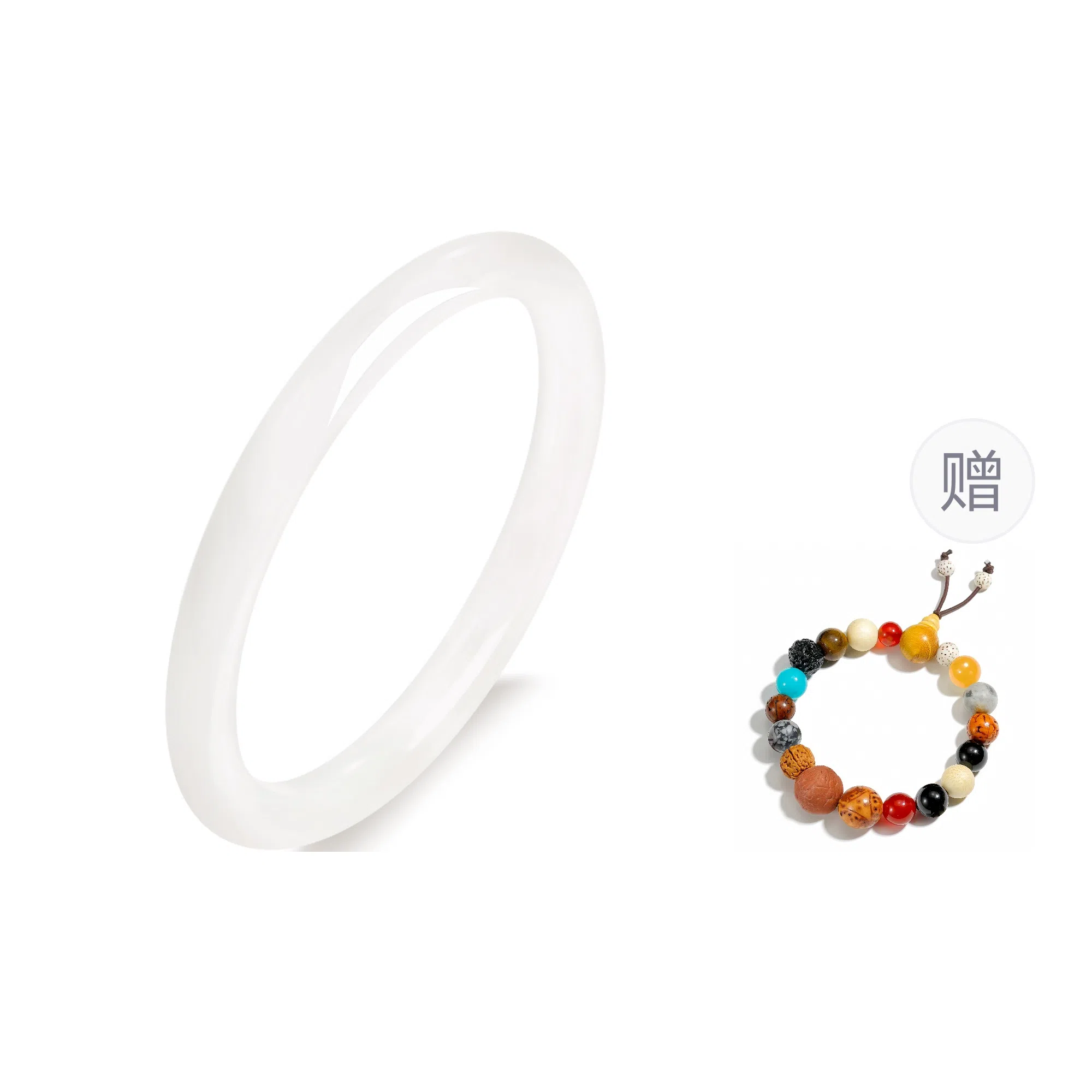 中国黄金 珍·尚银 白月光荔枝冻 国潮小众 新中式古色古香显白水润玉镯饰 清透淡雅 玉髓  女生 手镯 女款 礼盒