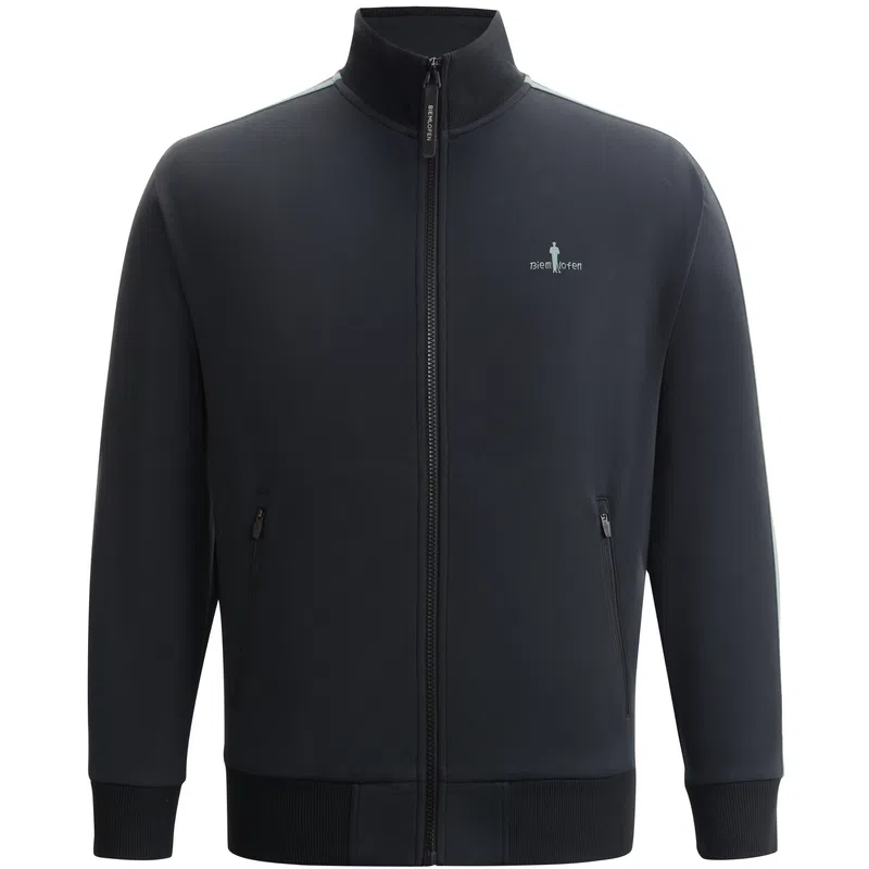 比音勒芬 金秋臻选静默复古老钱风穿搭舒适百搭时尚大气气质都市质感基础运动休闲立领针织夹克外套 男款