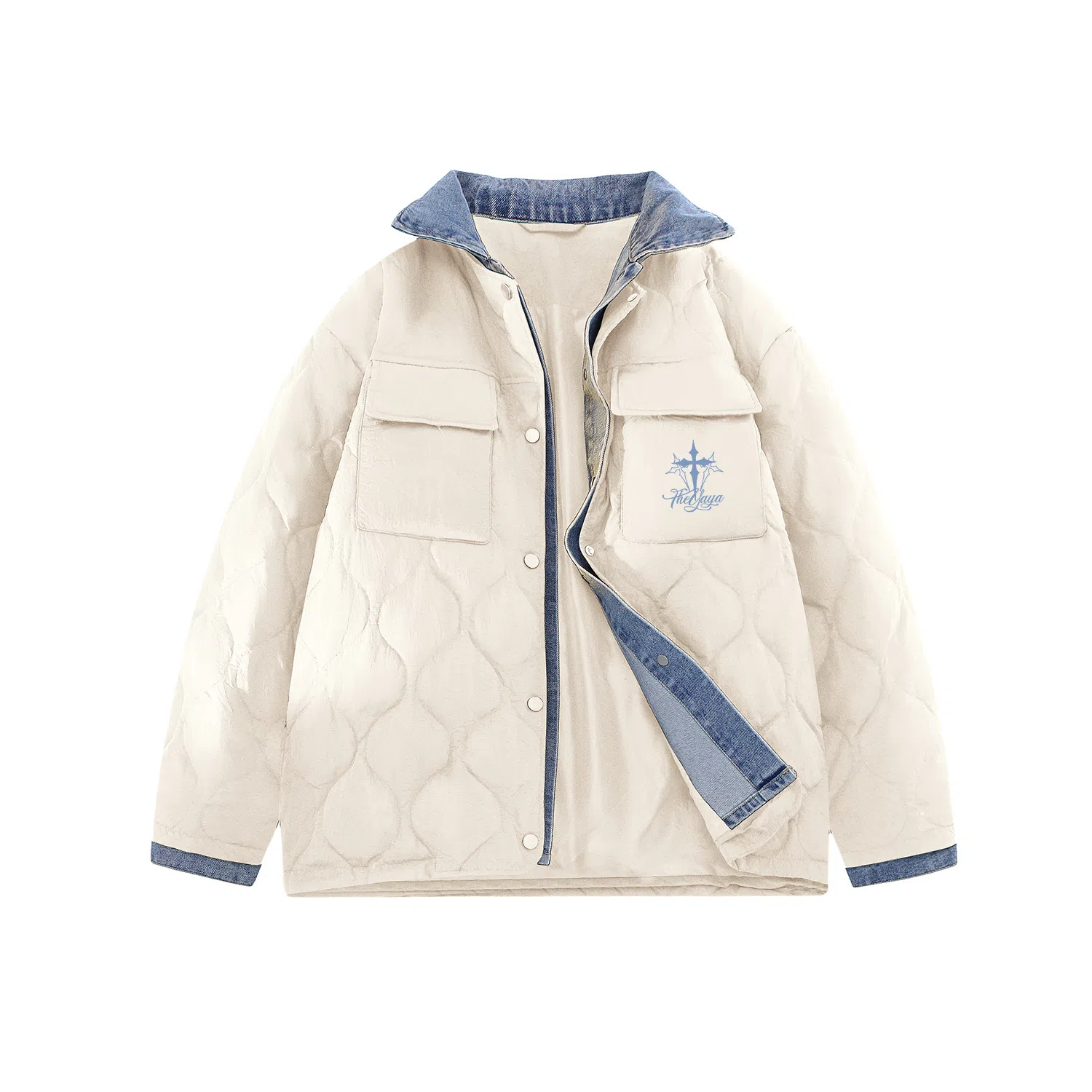 鸭鸭 字母宽松翻领长袖羽绒服 女款